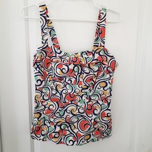 CAbi multi color sleeveless peplum blouse size 4